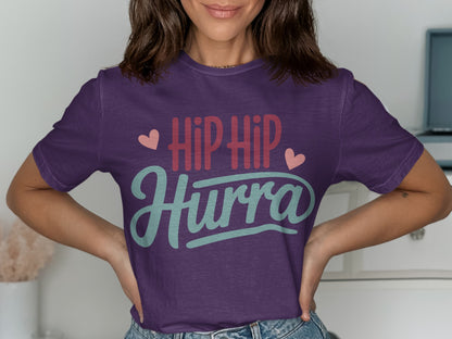 Hip Hip Hurra Graphic Tee Fun Celebration Product