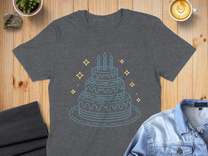 Birthday Cake Illustration on Casual Apparel