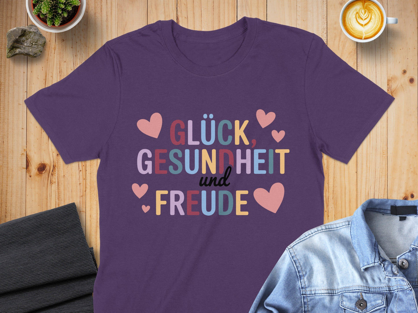 Glück Gesundheit und Freude colorful shirt