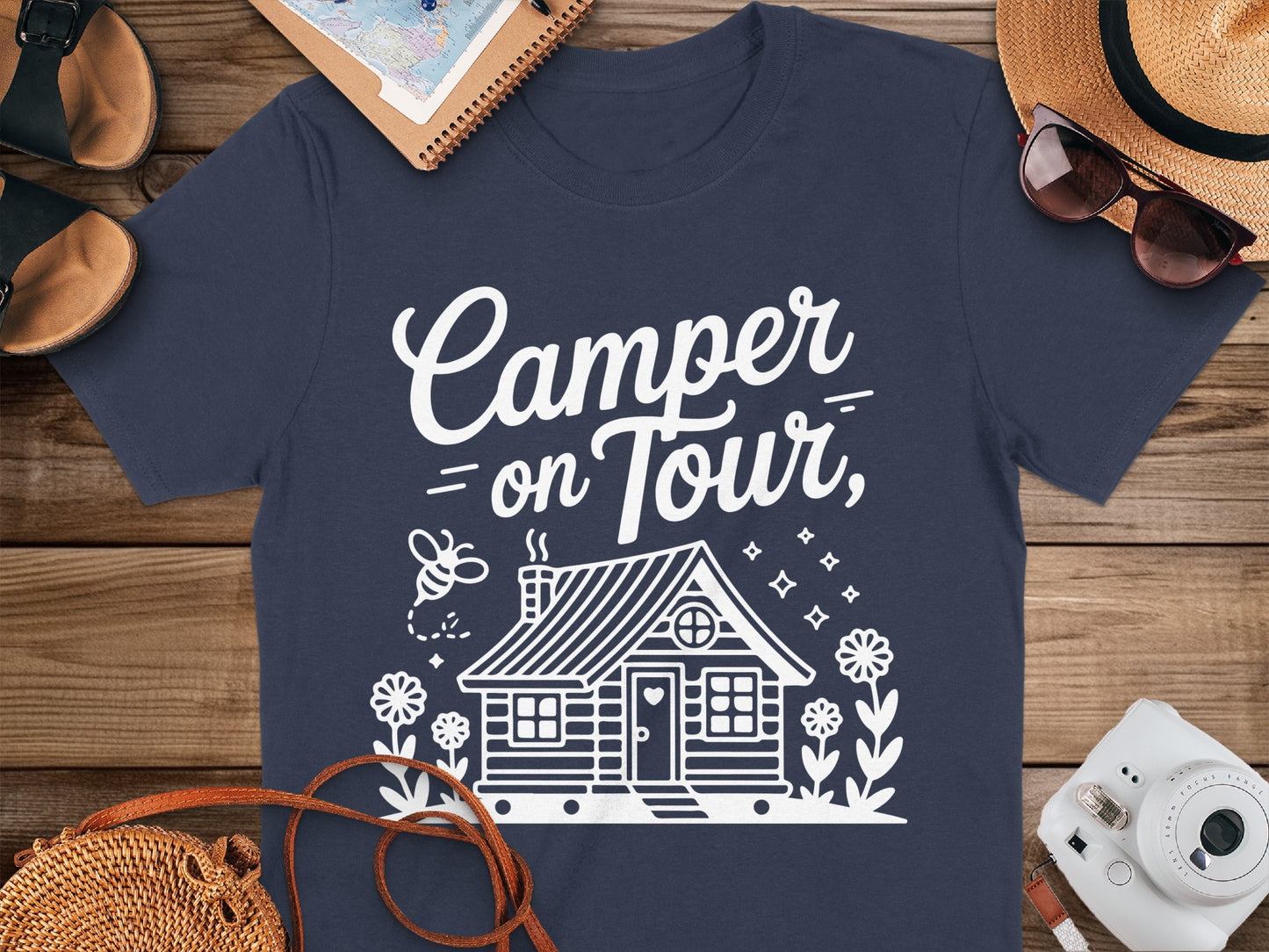 Camper on Tour Graphic Tee for Camping Fans