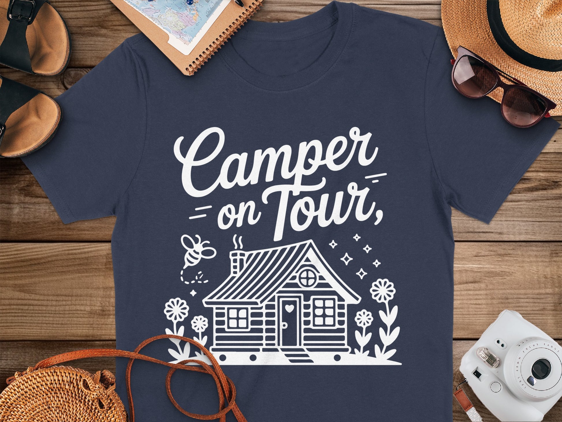Camper on Tour Graphic Tee for Camping Fans