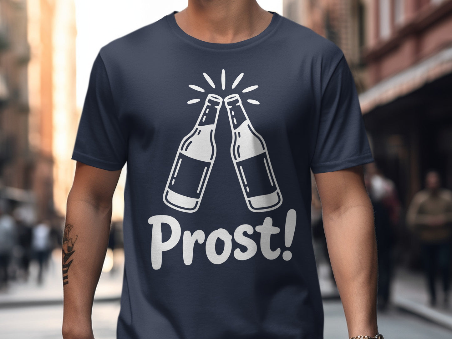 Prost! Bottles Clinking Graphic Design T-Shirt