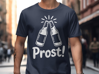 Prost! Bottles Clinking Graphic Design T-Shirt