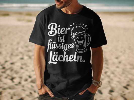 Bier ist flüssiges Lächeln fun casual shirt