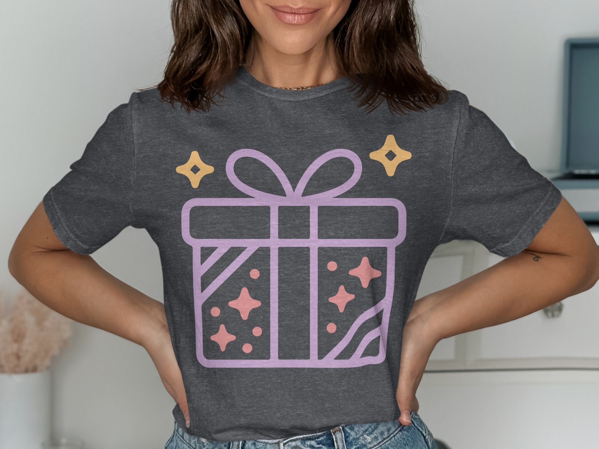 Stylish Graphic Gift Box Design Tee