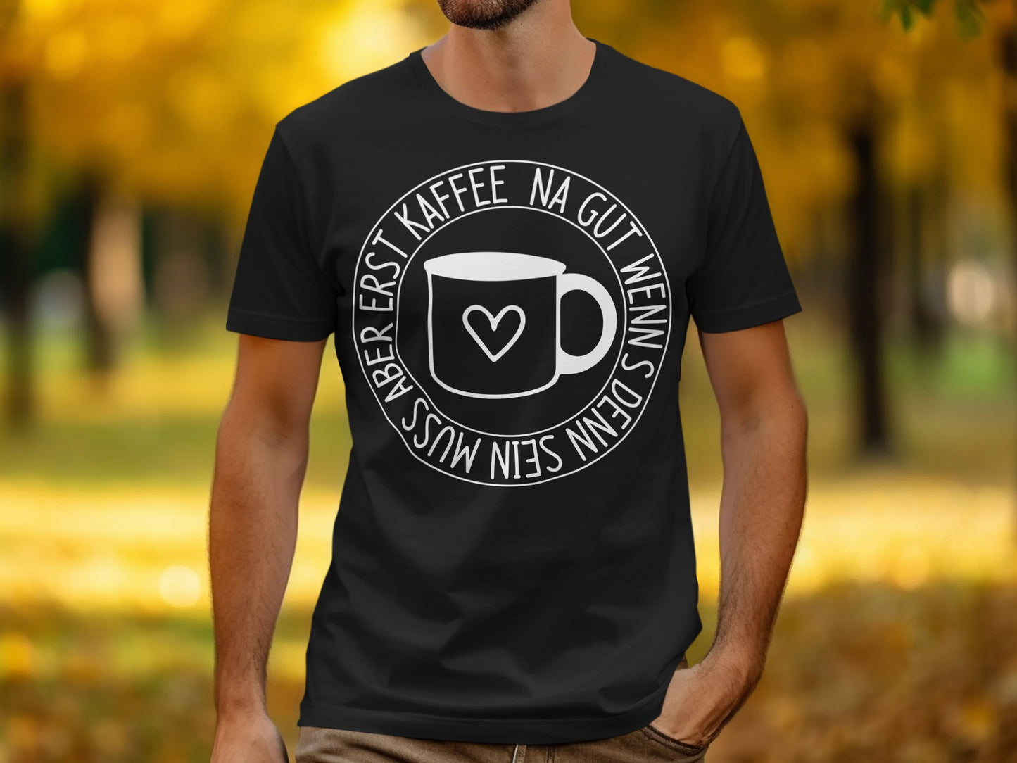 Lustiges Design Herren T-Shirt mit Kaffeetassen-Druck